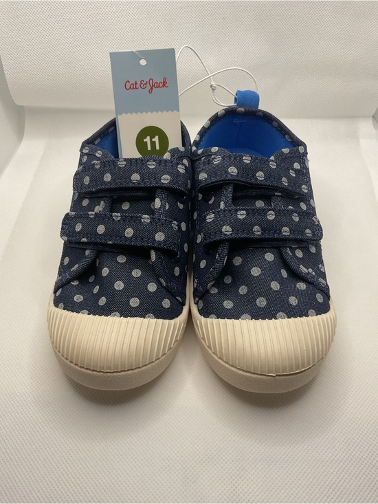 Cat & Jack Other - Cat & Jack Navy Polka Dot Double Velcro Kids Sneakers size 11